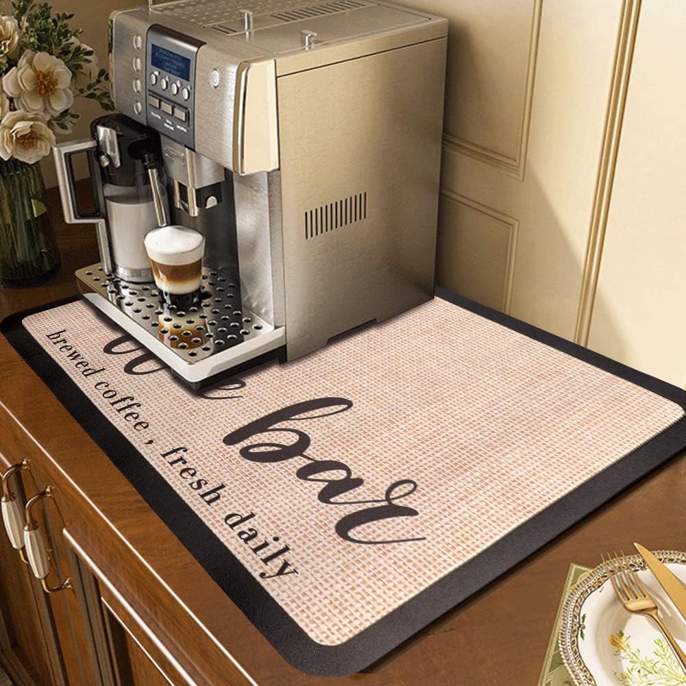 Tapete de café para barra de café, con parte trasera de goma absorbente de manchas y secado rápido para cocina, tapete para cafetera, para