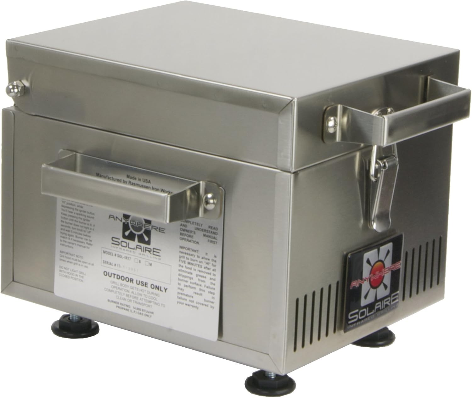 Solaire SOL-IR8A Anywhere Mini Parrilla de gas propano infrarrojo personal, acero inoxidable