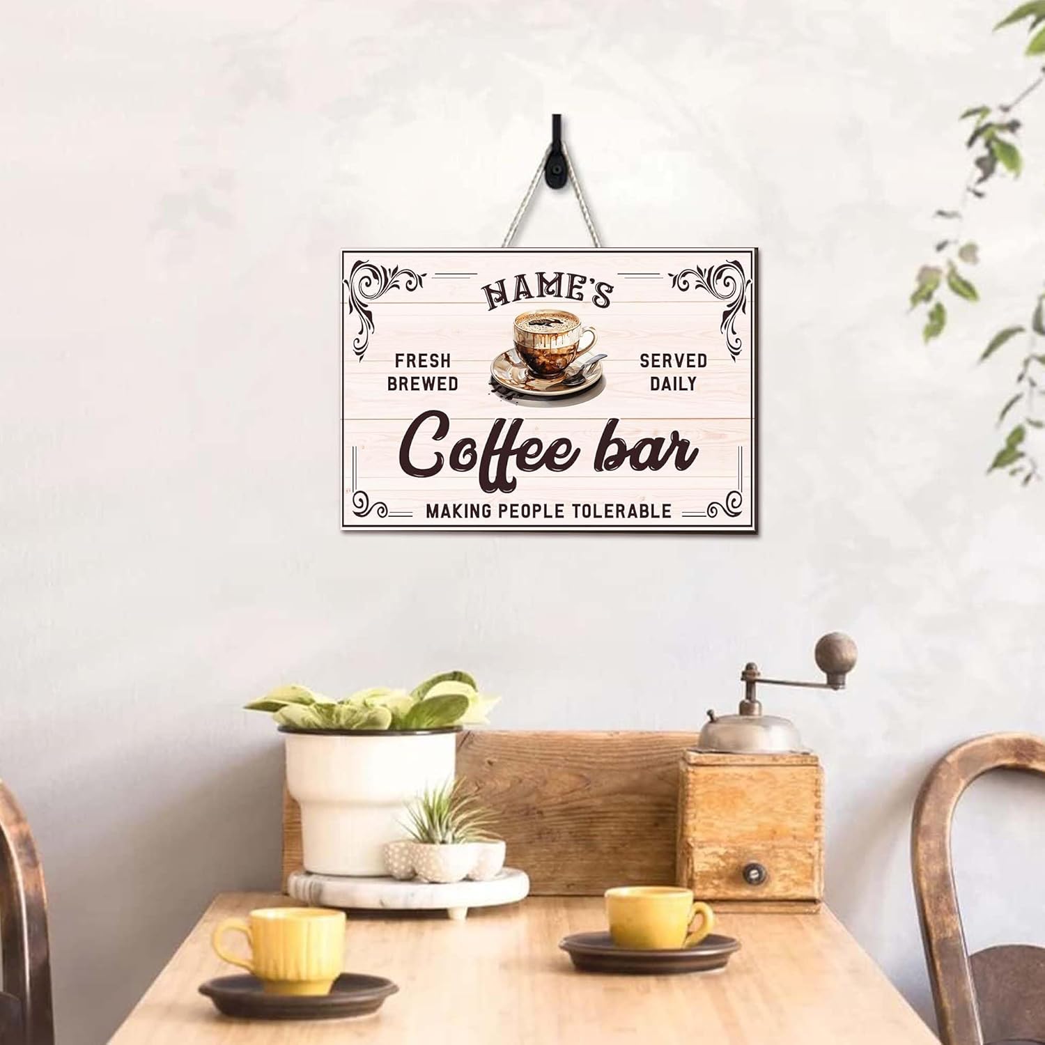 Artsy Woodsy Letrero personalizado de madera para barra de café (no tallada o neón), placa de pared para decoración de cocina, regalos