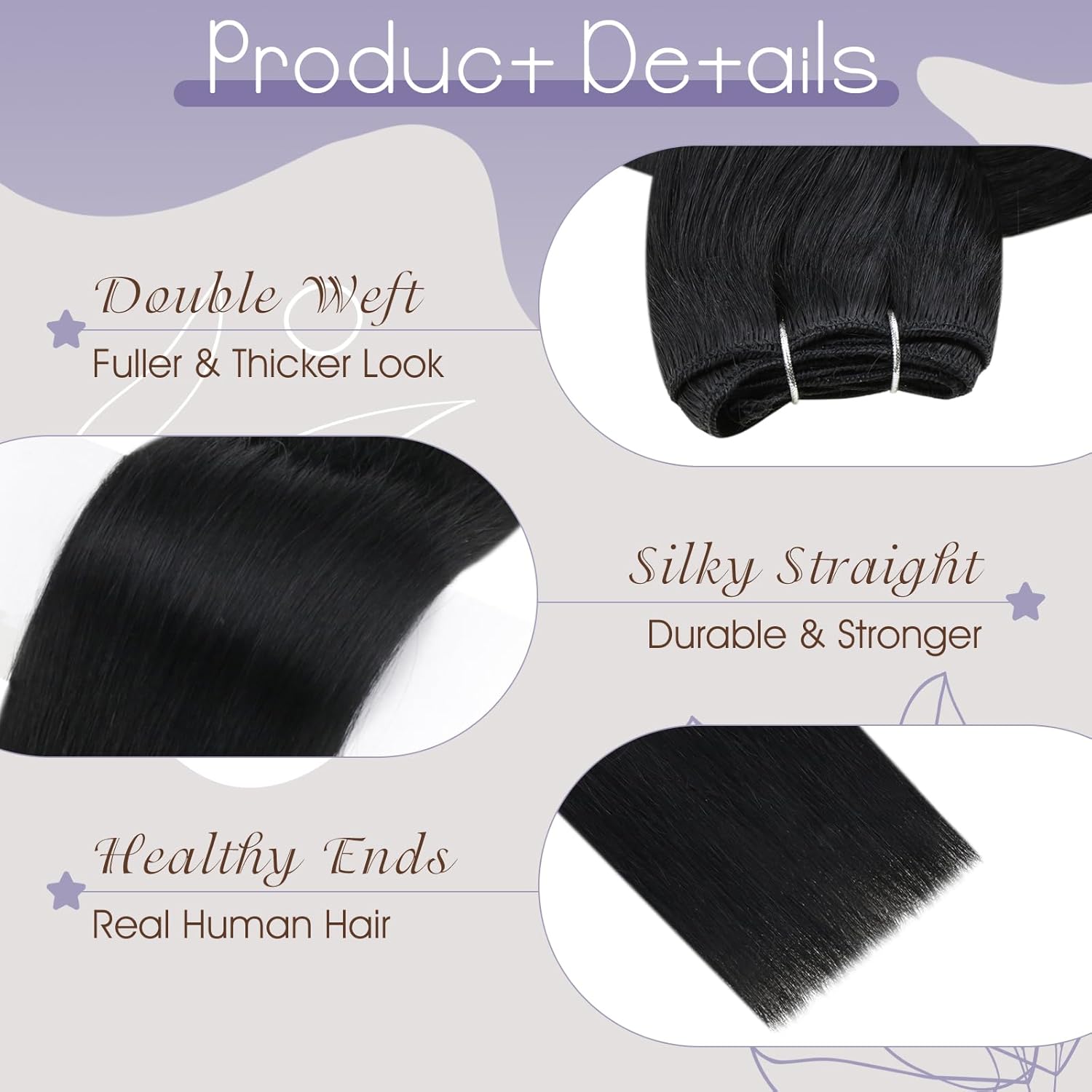 Full Shine Manojos de trama de cabello humano Remy natural, para extensiones cosidas en cabeza completa, para grosor natural, 3.70 oz (105 g), 20