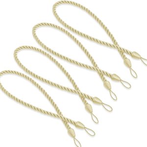 NICETOWN Sujetadores de algodón para cortinas  Cortinas para interiores y exteriores, tejer a mano, cuerdas para cortinas de ventana (oro satinado, NICETOWN Sujetadores de algodón para cortinas  Cortinas para interiores y exteriores, tejer a mano, cuerdas para cortinas de ventana (oro satinado,