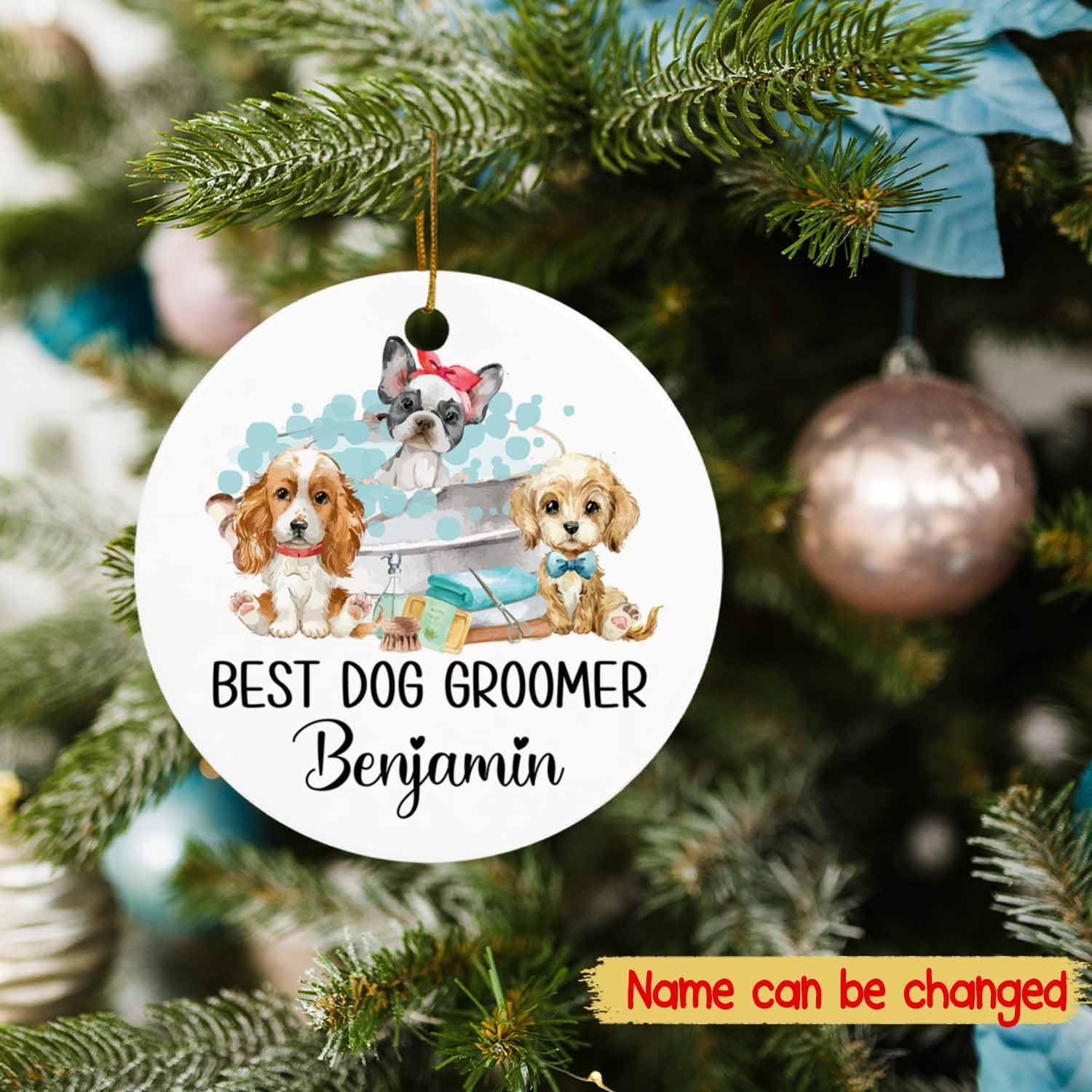 Adorno de peluquero para mascotas, adorno de Navidad para peluquero de perros, decoración de árbol de Navidad, regalo para peluquero de perros,