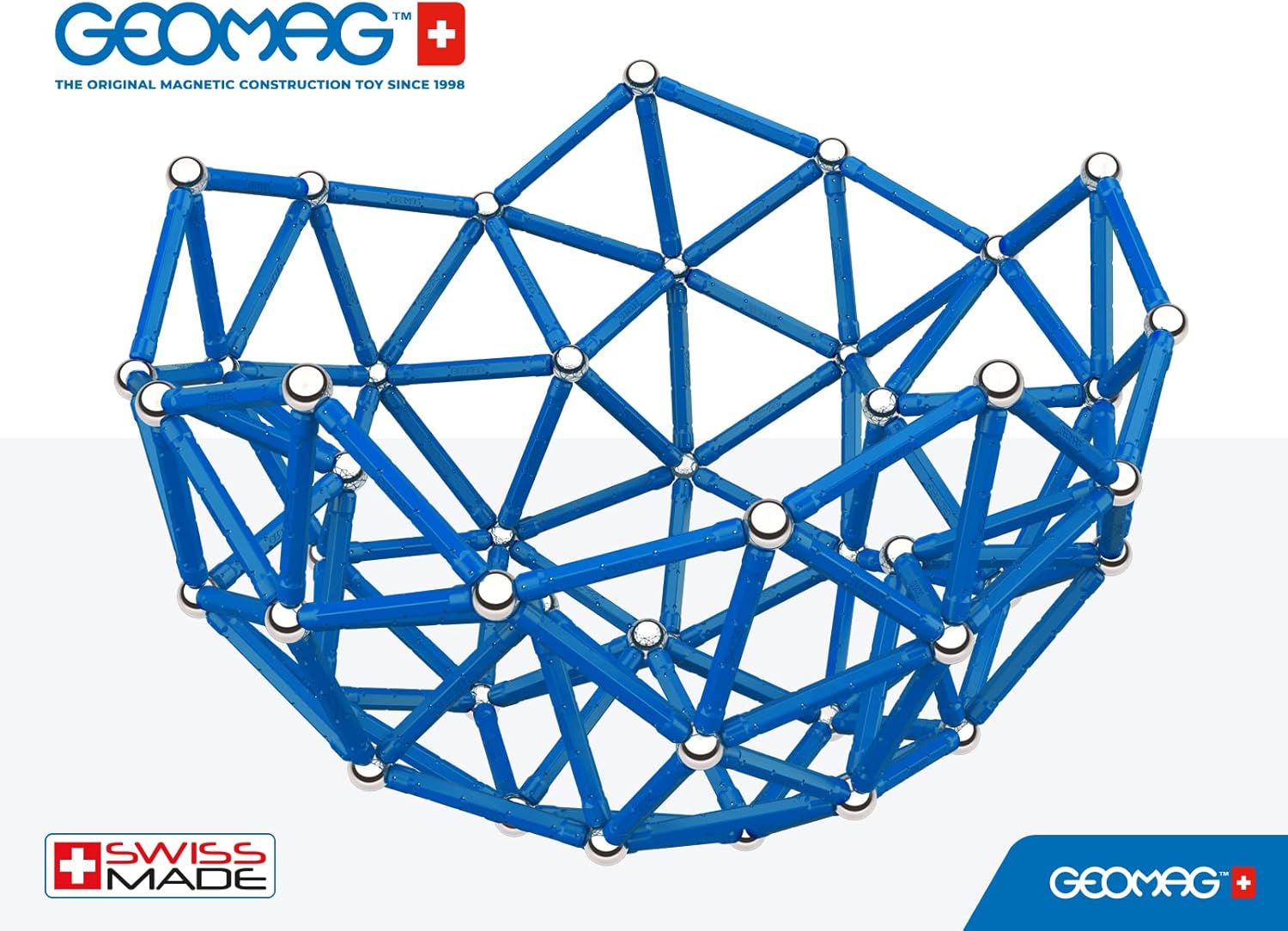 Geomag Juego de 248 varillas magnéticas hechas en Suiza (144 varillas y 104 esferas), construye estructuras mágicas 3D, castillos, cohetes, STEM,