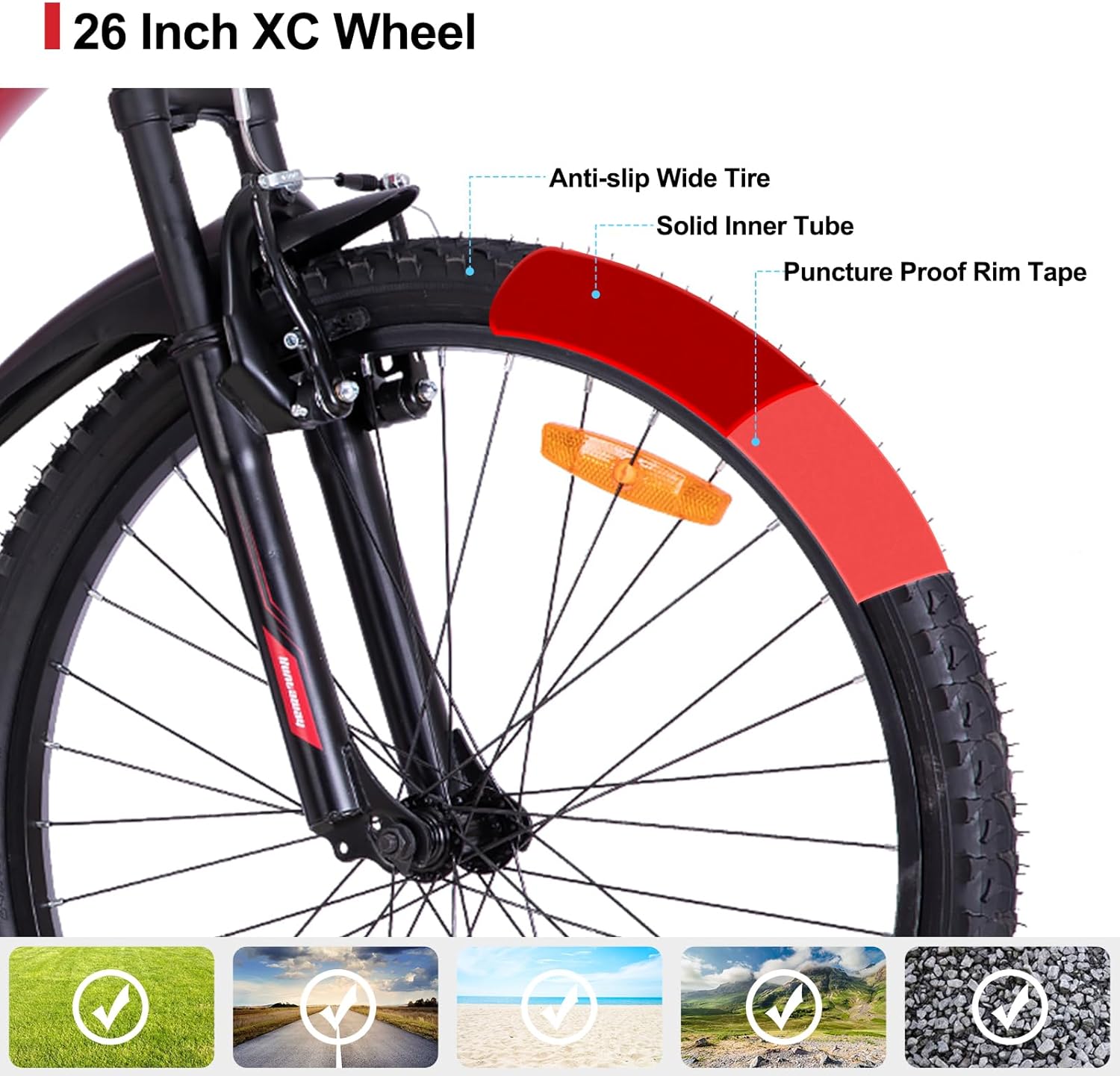 Hiland Humtaway – Bicicleta de montaña de 26 pulgadas para hombres y mujeres, rueda de radios de 36, cambio trasero Shimano de 21 velocidades, marco