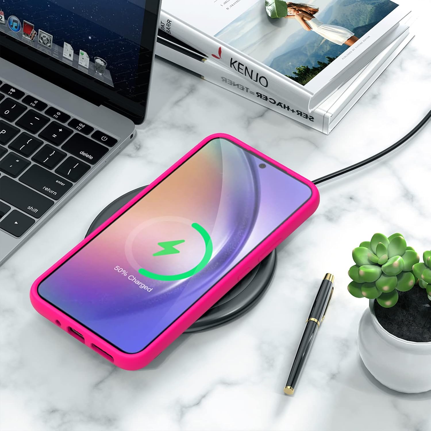 ZUSLAB Funda de silicona compatible con Samsung Galaxy A54 5G 2023, 1 protector de pantalla de vidrio templado, funda de goma TPU de cuerpo completo
