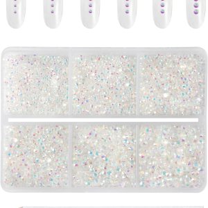 Beadsland 7200 diamantes de imitación con parte trasera plana, diamantes de imitación transparentes para uñas y manualidades, mezcla de 6 tamaños Beadsland 7200 diamantes de imitación con parte trasera plana, diamantes de imitación transparentes para uñas y manualidades, mezcla de 6 tamaños