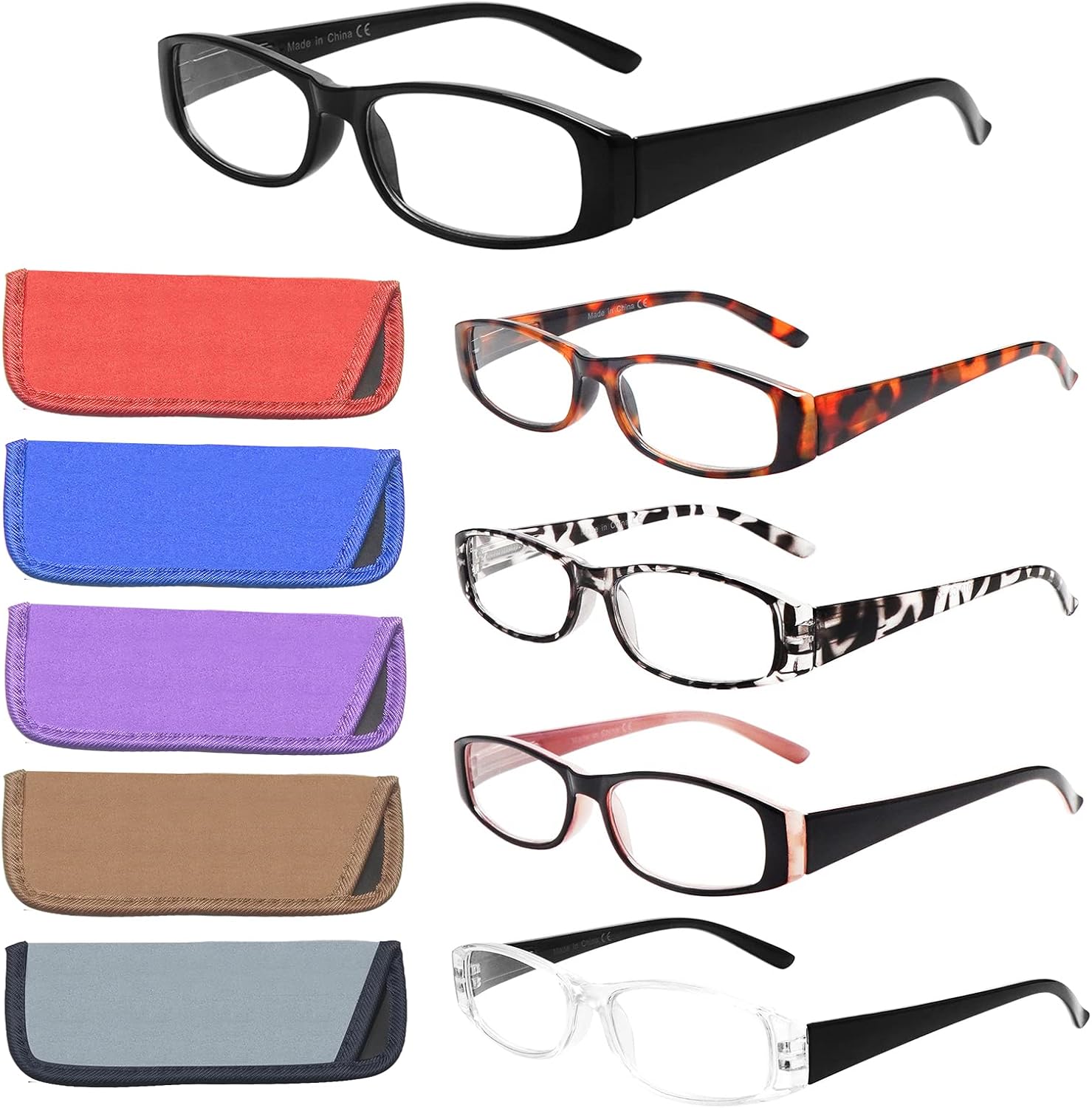 Paquete de 5 lentes de lectura con bloqueo de luz azul para mujer, bisagras de resorte a la moda, para lectura frente a la computadora, antirrayos