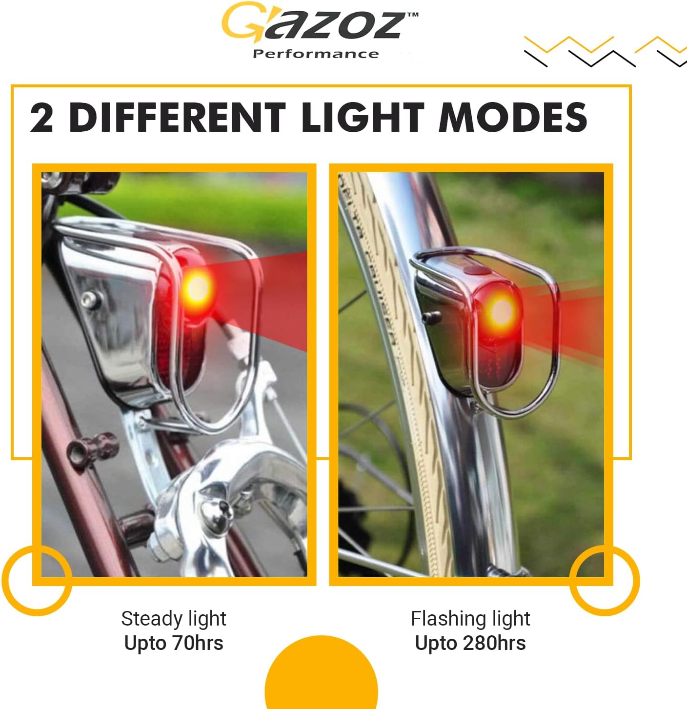 Gazoz Performance Luz trasera LED para bicicleta, luz trasera vintage con aspecto cromado, accesorios clásicos para bicicleta