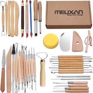 Meuxan Juego de herramientas de cerámica de 40 piezas, herramientas de modelado de escultura de arcilla Meuxan Juego de herramientas de cerámica de 40 piezas, herramientas de modelado de escultura de arcilla