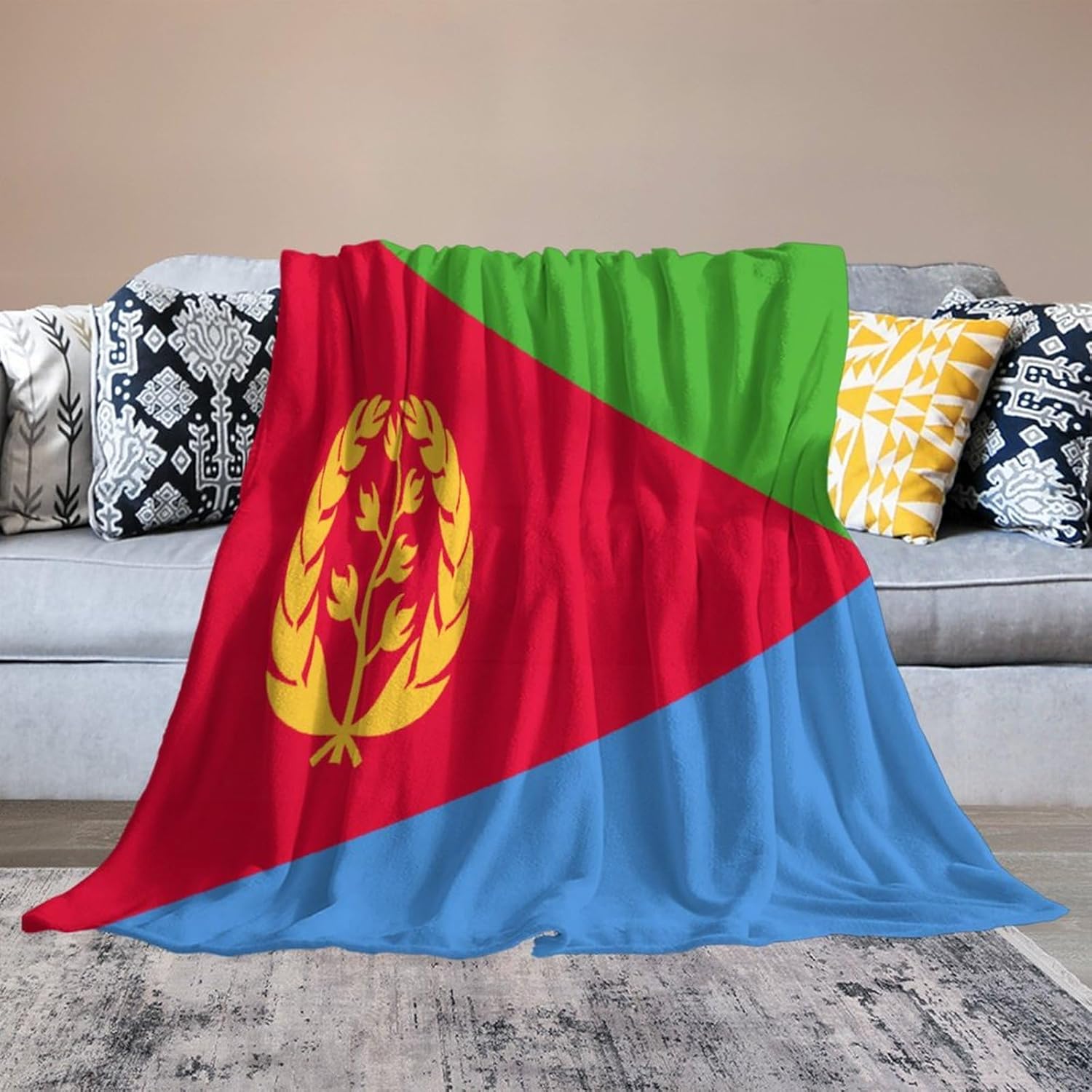 Manta con la bandera de Eritrea, manta suave y ligera, colcha duradera para decoración del hogar, manta de sofá de 30 x 40 pulgadas