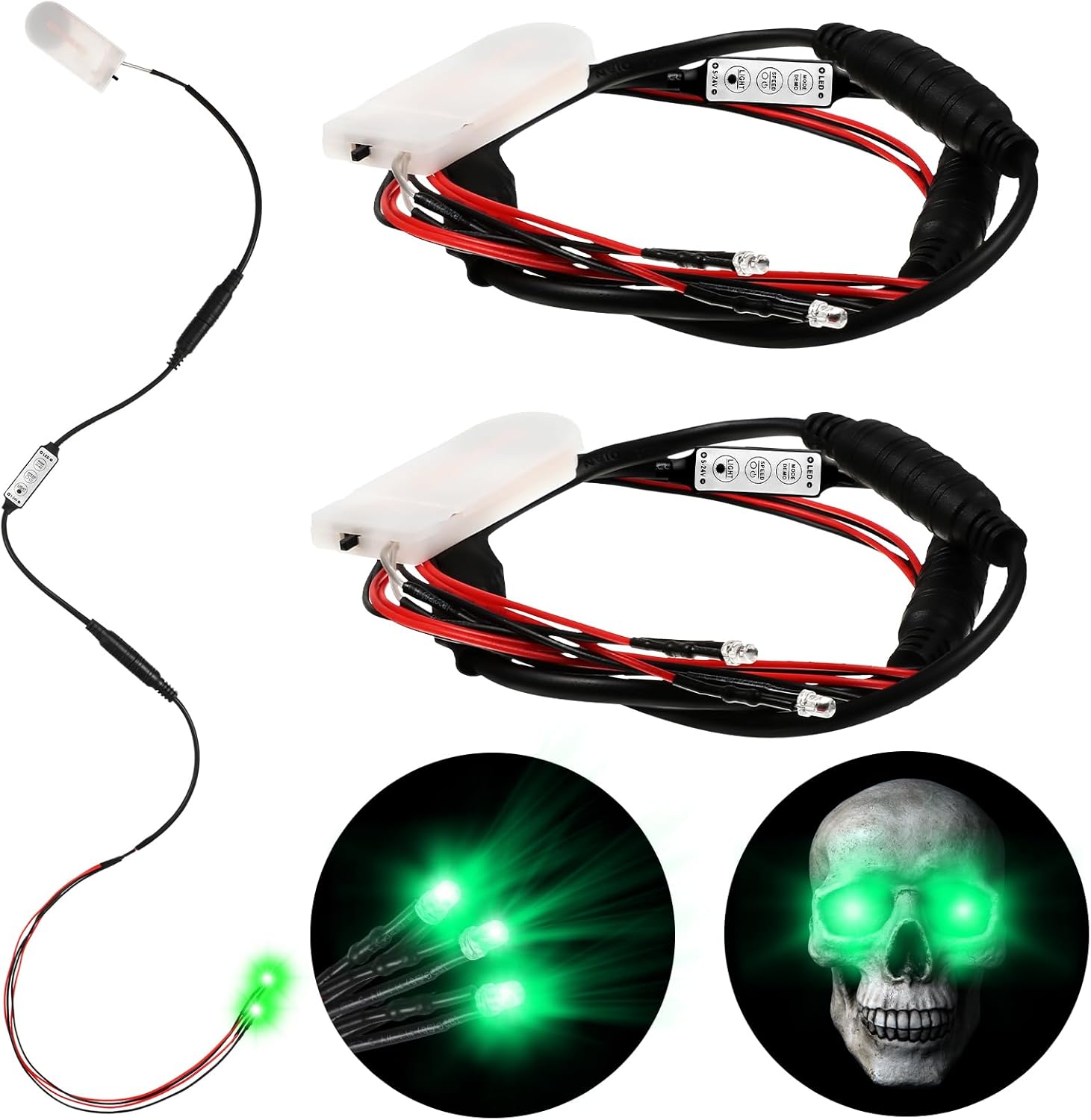 Jutom 3 Pieces Halloween Glowing Eyes for Mask Halloween LED Light up Prop Eyes Glasses with Effects Controller
