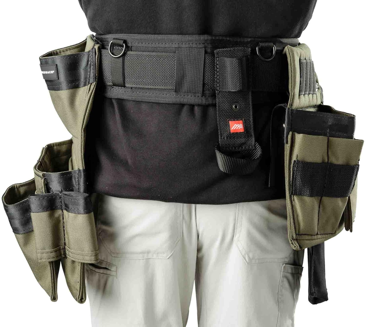 El sistema de cinturón de herramientas Diamondback Chopo, diestro, verde guardabosque, pequeño, para carpinteros, electricistas, techadores, paneles