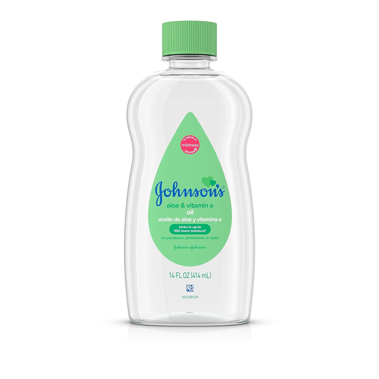 Johnson’s Baby Aceite, aceite mineral enriquecido con aloe vera y vitamina E para evitar la pérdida de humedad, hipoalergénico, 14 onzas líquidas