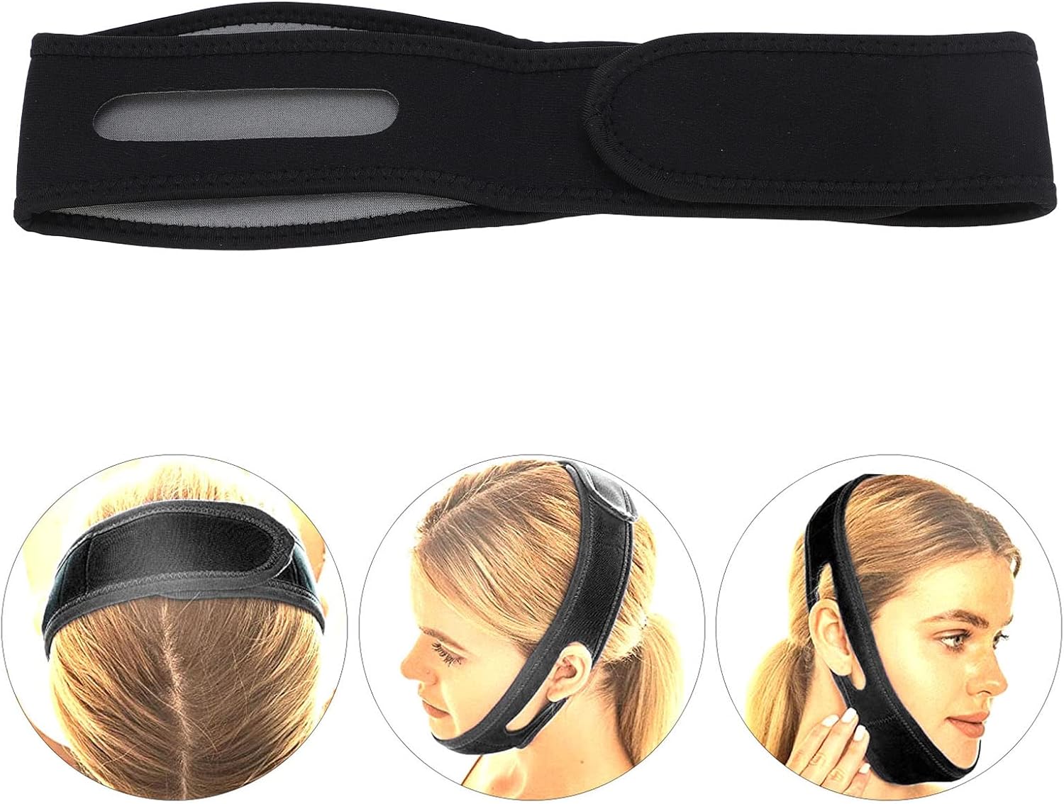 CPAP – Correa de barbilla anti ronquidos para usuarios de CPAP, cinturón de soporte de mandíbula ajustable, correa de levantamiento de barbilla