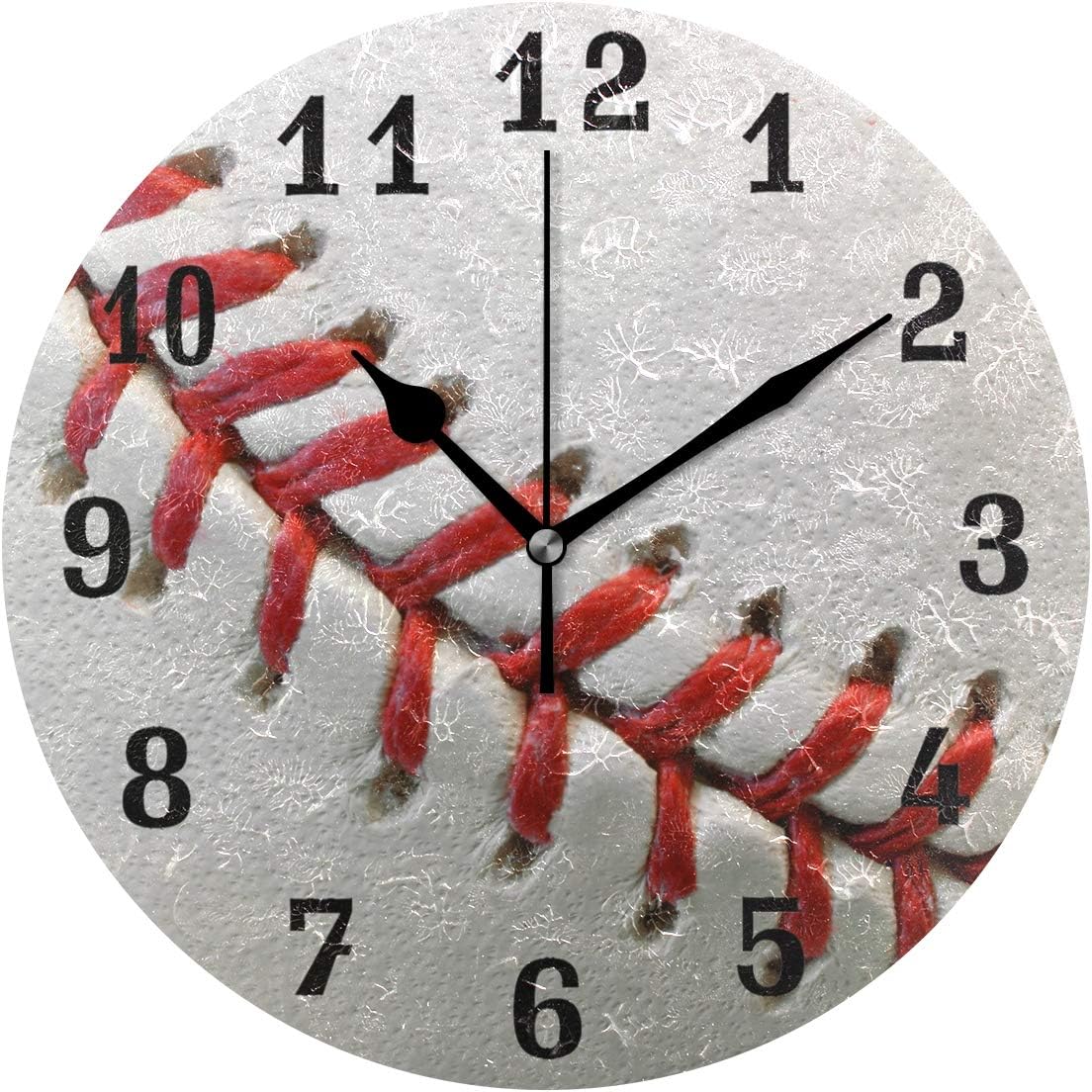 BRUYU5SE SEULIFE – Reloj de pared deportivo con encaje de pelota de béisbol, silencioso, sin tictac, para cocina, sala de estar, dormitorio, hogar,