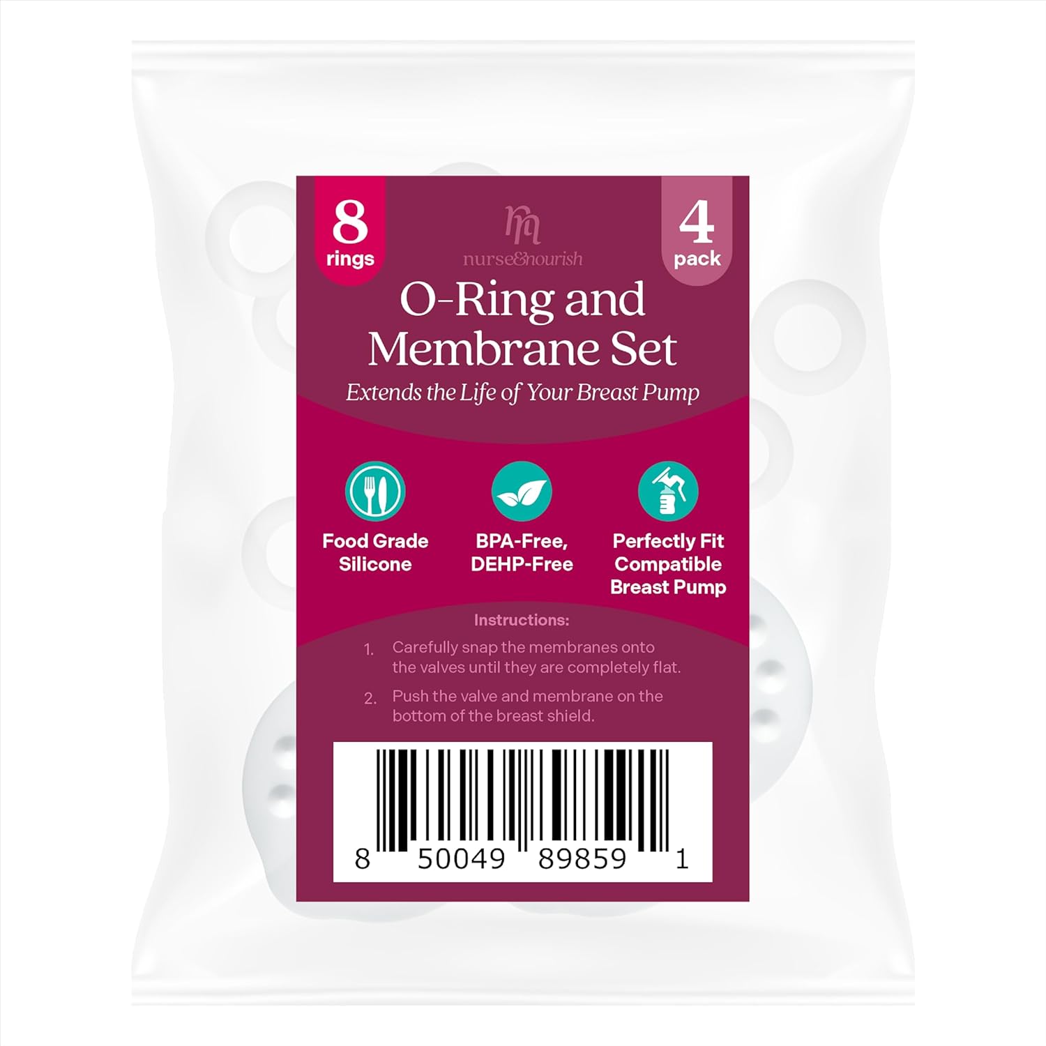 Nurse & Nourish Membranas de 8 O’Rings y 4 extractores de leche para extractor de leche manual Medela Harmony – Piezas de enfermería y nutrición