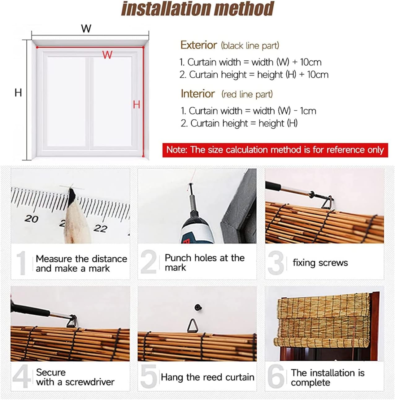 Persianas de bambú enrollables de bambú, persianas de bambú para ventanas, persianas enrollables de bambú para exteriores, cortinas de bambú para