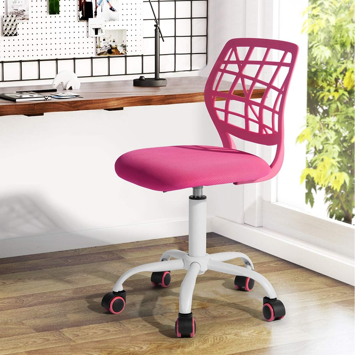 FurnitureR Silla de trabajo para adolescentes, niños y niñas, asiento trasero de tela de malla de polipropileno de baja media, silla de estudio para
