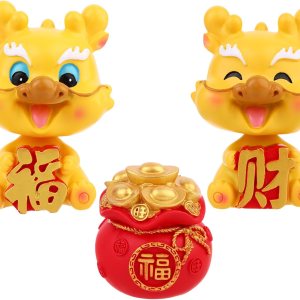 3 piezas de adorno de dragón de juguete con cabeza agitada para 2024, dragón chino, Año Nuevo, decoración de automóvil, mascota, recuerdo, regalo 3 piezas de adorno de dragón de juguete con cabeza agitada para 2024, dragón chino, Año Nuevo, decoración de automóvil, mascota, recuerdo, regalo