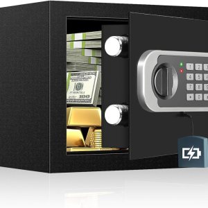 Caja fuerte ignífuga pequeña de 0.7 pies cúbicos para uso doméstico, caja de seguridad digital para el hogar con cerradura de combinación y teclas Caja fuerte ignífuga pequeña de 0.7 pies cúbicos para uso doméstico, caja de seguridad digital para el hogar con cerradura de combinación y teclas