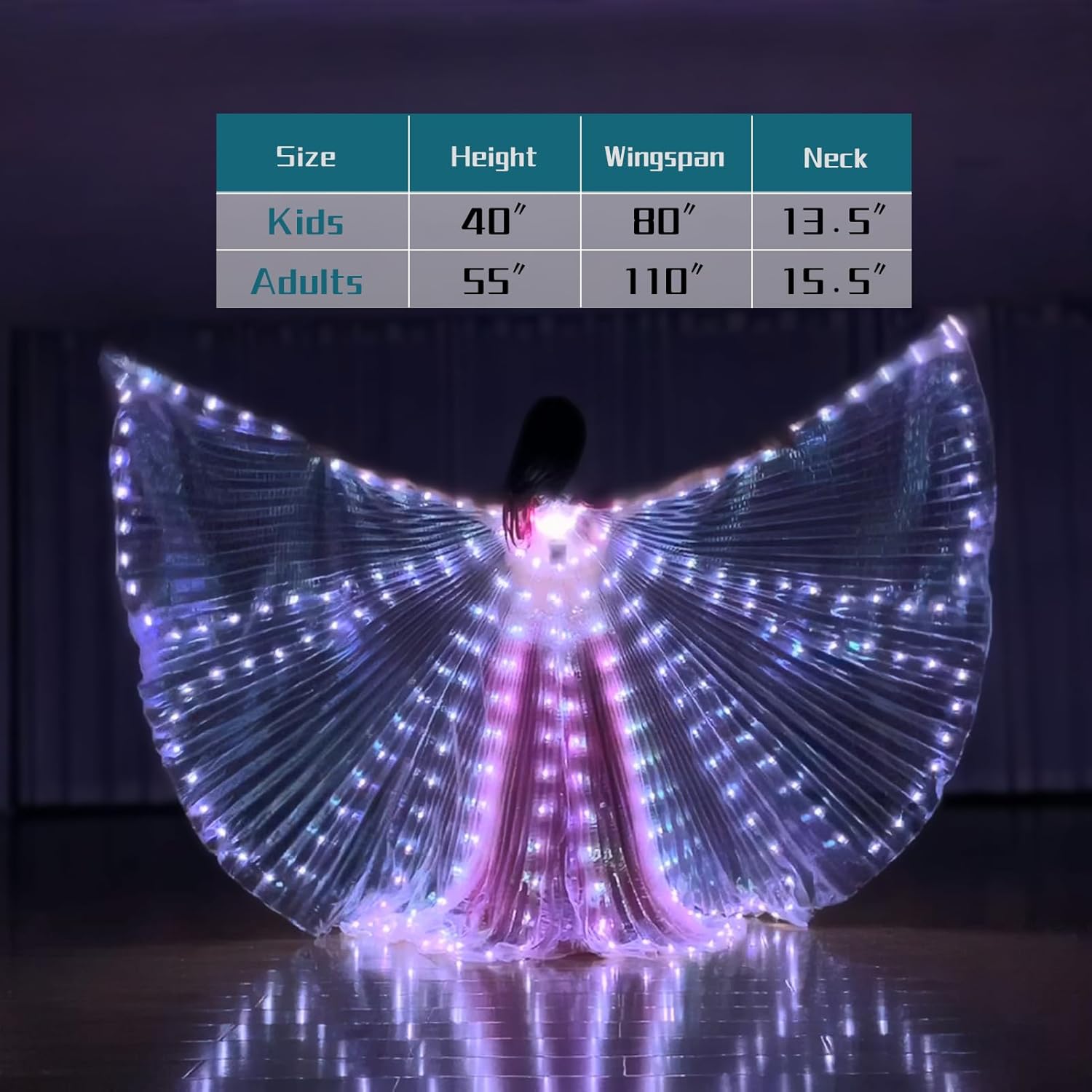 ZFBIRD Alas de mariposa LED de Halloween, alas de ángel iluminadas, capa de polilla LED con palos telescópicos para niños y adultos