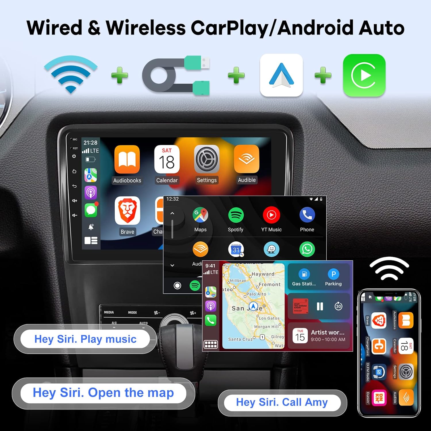 2G+64G Radio de coche para Ford Mustang 2010-2014, 10.1 pulgadas Android 13 pantalla táctil estéreo del coche, Apple CarplayAndroid Auto1080PHi-Fi