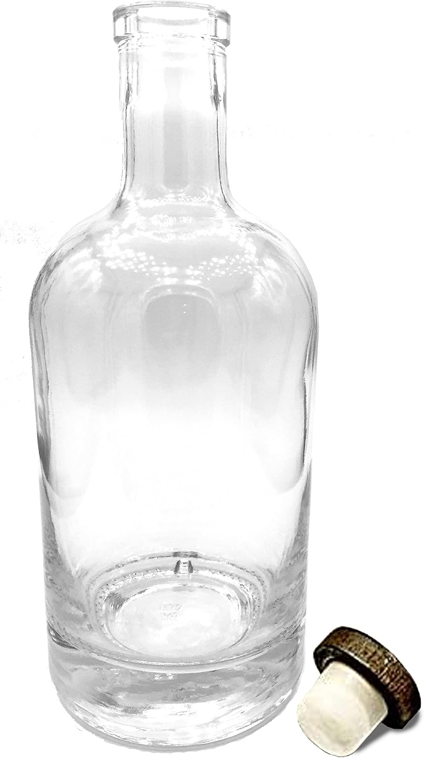 Midwest Spice Company Nordic Bottle – Botella de 25 onzas líquidas con tapa de corcho superior de barra de madera oscura, botella de preparación