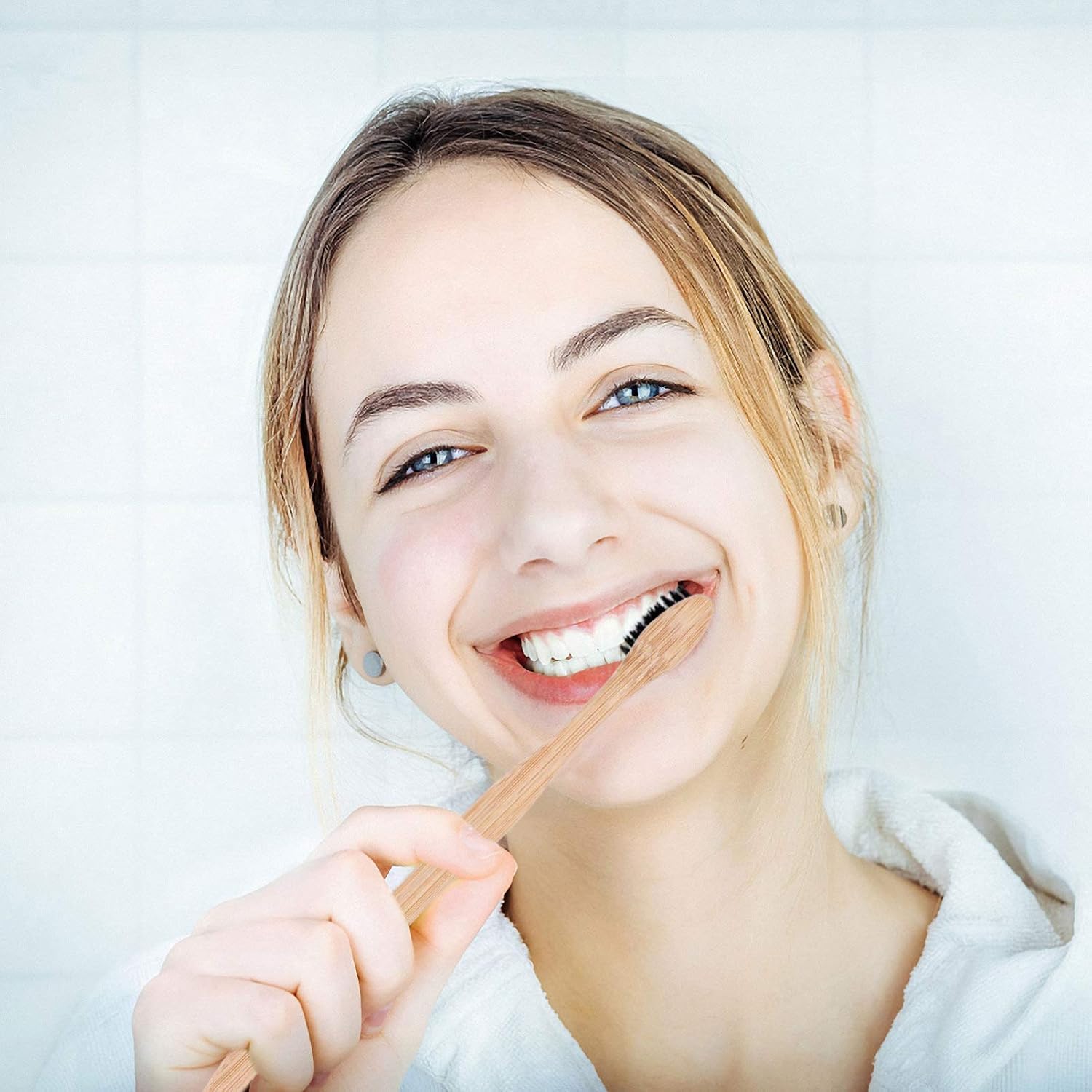 Healifty Juego de cepillo de dientes de bambú 6pcs Cepillo de dientes Cepillo de dientes Cerdas naturales ecológicas