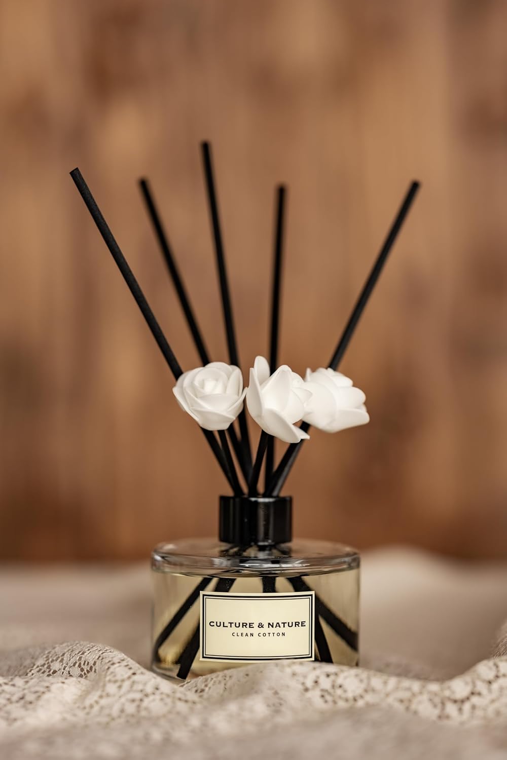CULTURE & NATURE Difusor de varillas de 6.7 oz (6.8 fl oz), juego de difusor de varillas aromáticas de rosa blanca