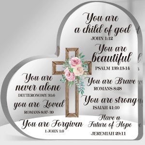 Regalos religiosos con las Escrituras, regalo cristiano de acrílico en forma de corazón, versículos bíblicos, decoración inspiradora para ella, Regalos religiosos con las Escrituras, regalo cristiano de acrílico en forma de corazón, versículos bíblicos, decoración inspiradora para ella,