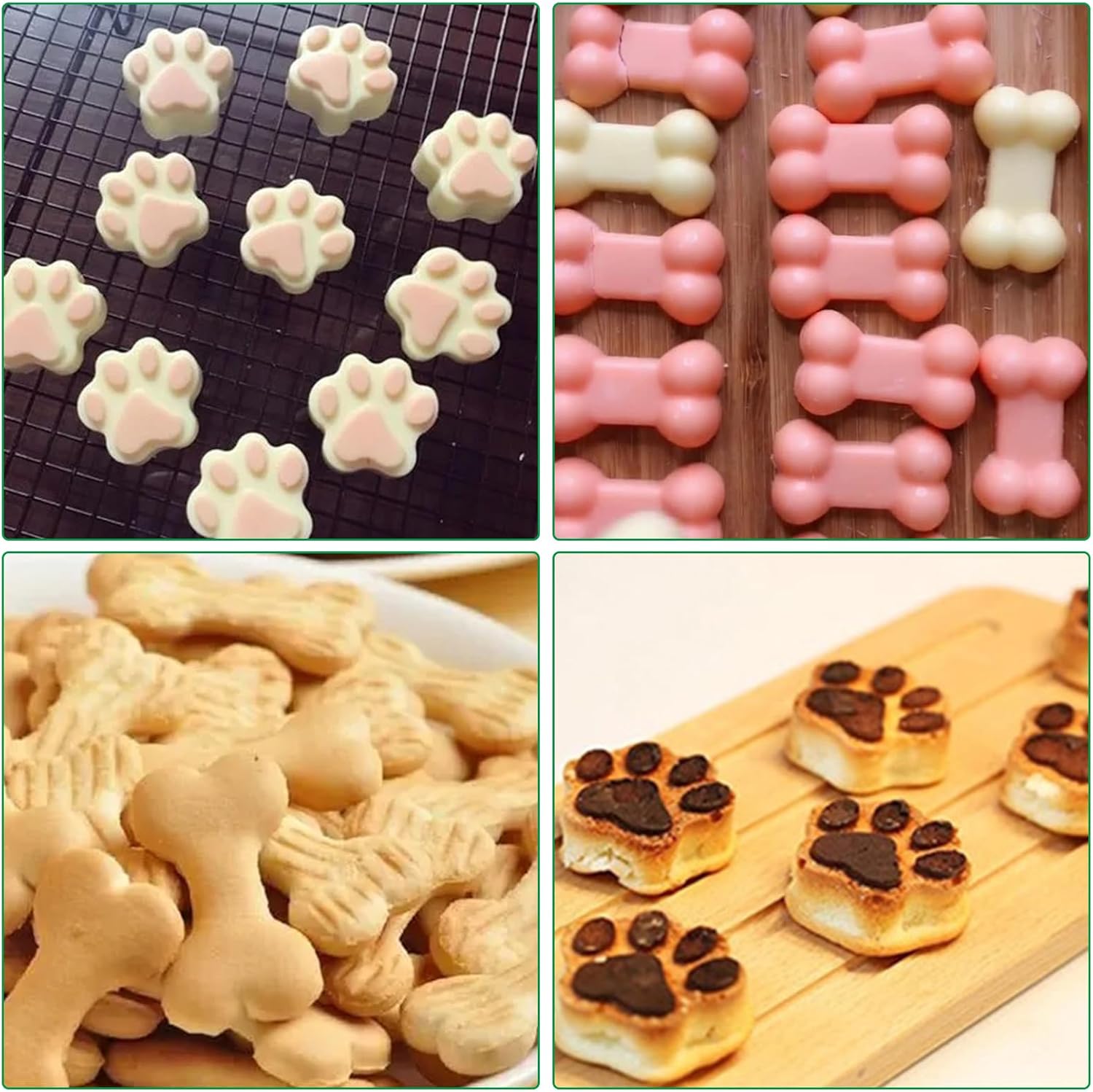 Moldes de silicona para cachorros y perros, moldes antiadherentes para hornear, chocolate, dulces, gelatina, cubitos de hielo, galletas, paquete de 4