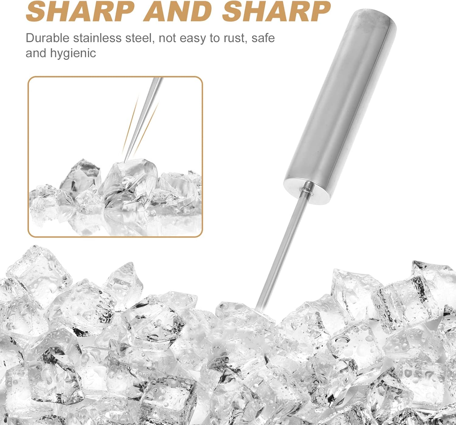 DOITOOL Picadora de hielo de acero inoxidable, trituradora de hielo, herramienta de hielo triturado para cocina, bares, camarero, picnic, camping y