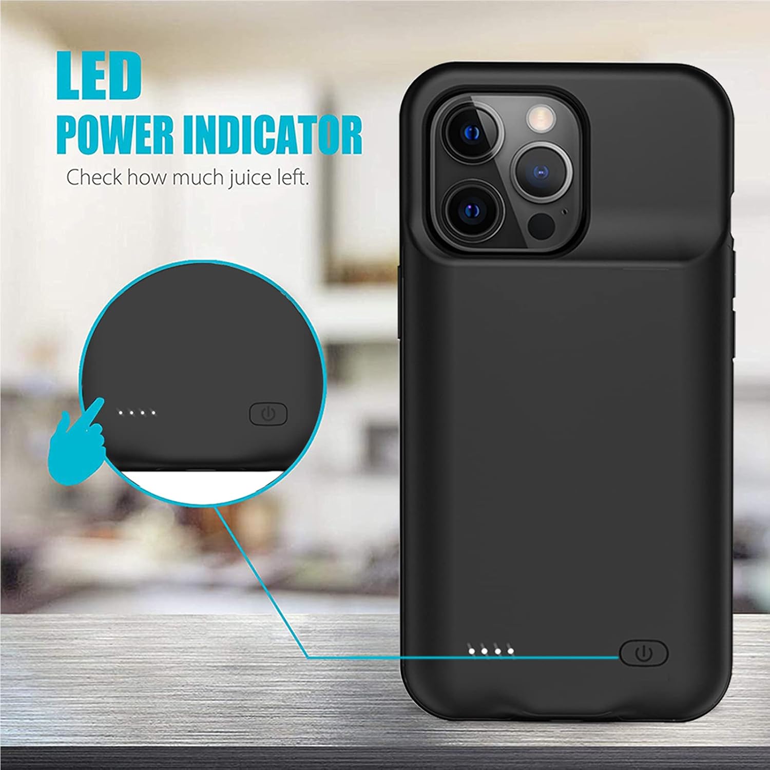 Funda de batería para iPhone 13 Pro Max, 8500mAh ultra delgada recargable inteligente portátil cubierta de carga batería extendida compatible con