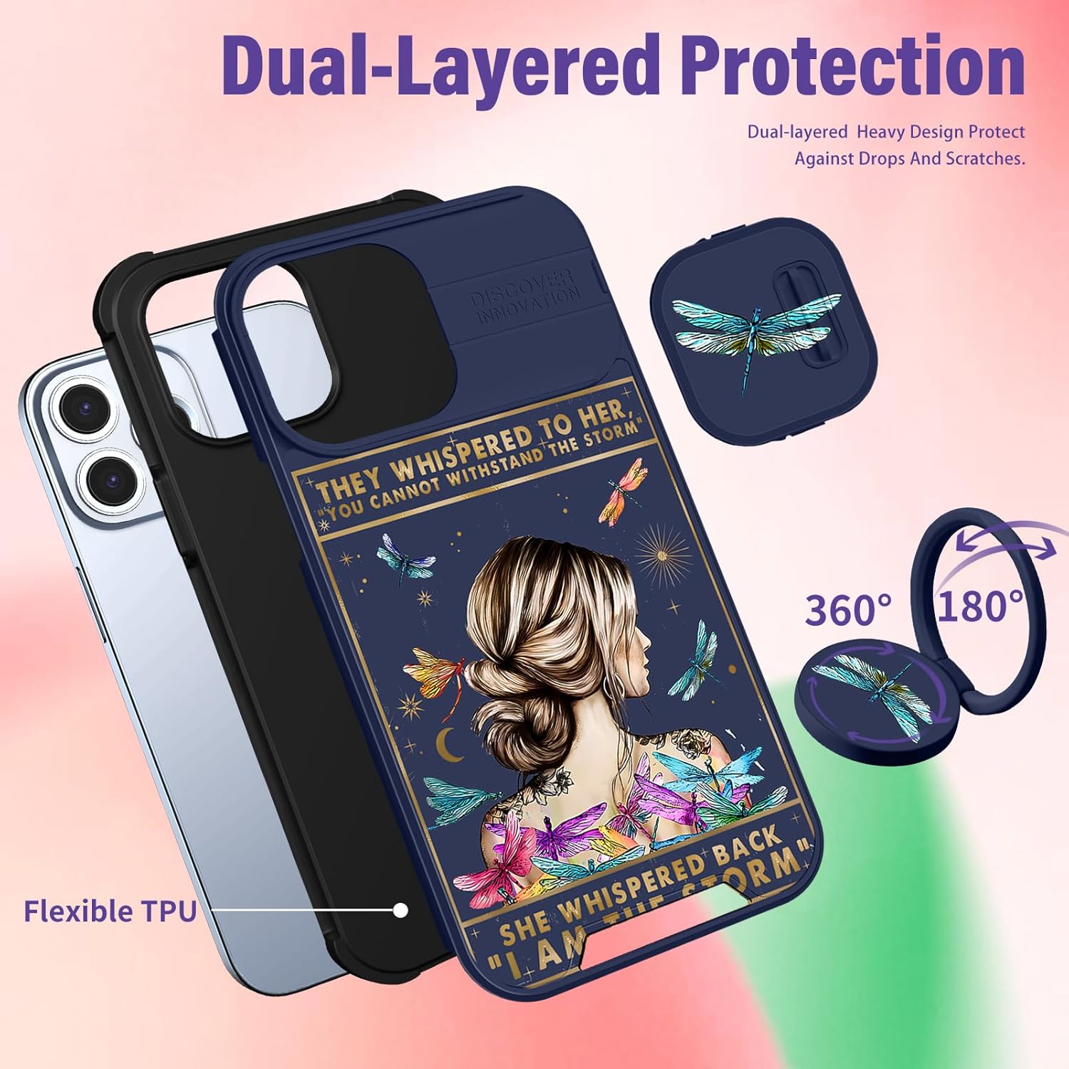 Funda para iPhone 11 Pro Max 2 en 1 para mujeres y niñas, bonita funda para teléfono femenina, bonita funda colorida para inspirar para adolescente