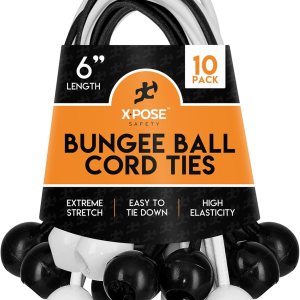 Xpose Safety Cuerdas elásticas de bolas de 6 pulgadas, paquete de 10 cuerdas elásticas resistentes de colores surtidos en blanco y negro con lazos Xpose Safety Cuerdas elásticas de bolas de 6 pulgadas, paquete de 10 cuerdas elásticas resistentes de colores surtidos en blanco y negro con lazos