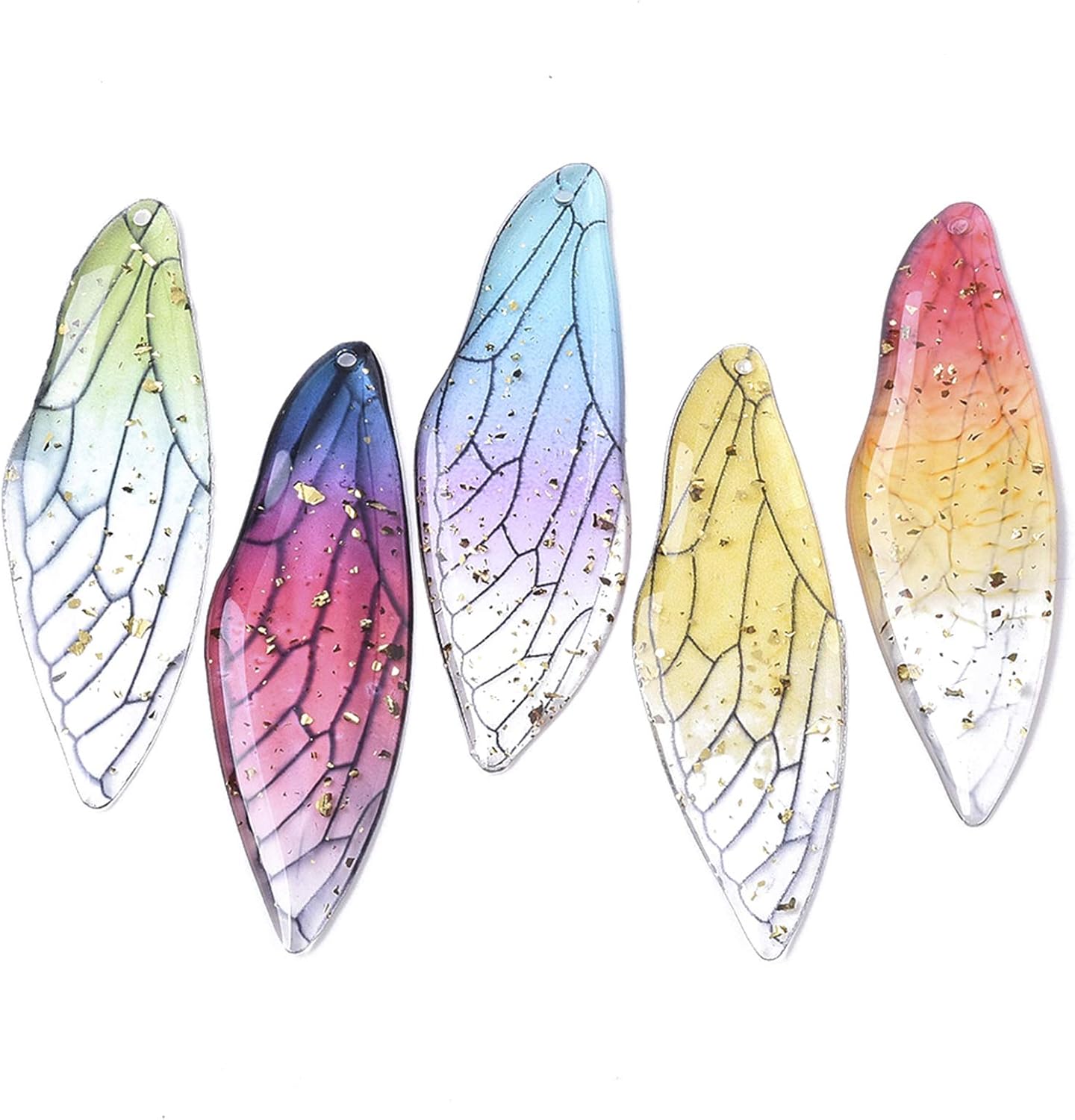 Craftdady Dijes de alas de mariposa de resina, colgantes de alas de hada de insectos, lindos animales, colgantes de hongos, dijes degradados de cola