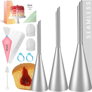 RFAQK Juego de puntas de tubería grandes para principiantes, sin costuras, sin juntas, juego de puntas Bismarck para decoración de pasteles y RFAQK Juego de puntas de tubería grandes para principiantes, sin costuras, sin juntas, juego de puntas Bismarck para decoración de pasteles y