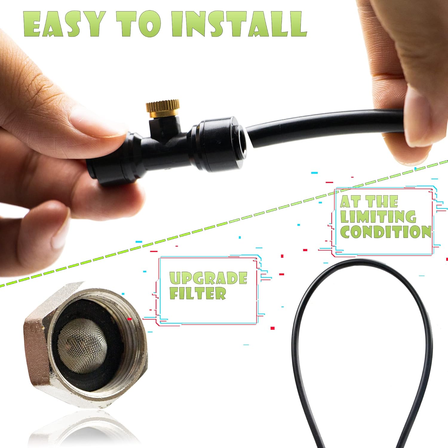 Misting Cooling System (Newly Designed Atomizing Line) 50FT15m Atomization Line+ 14 Brass Spray Nozzles + One Brass Adapter (34 Inch) Patio Spray