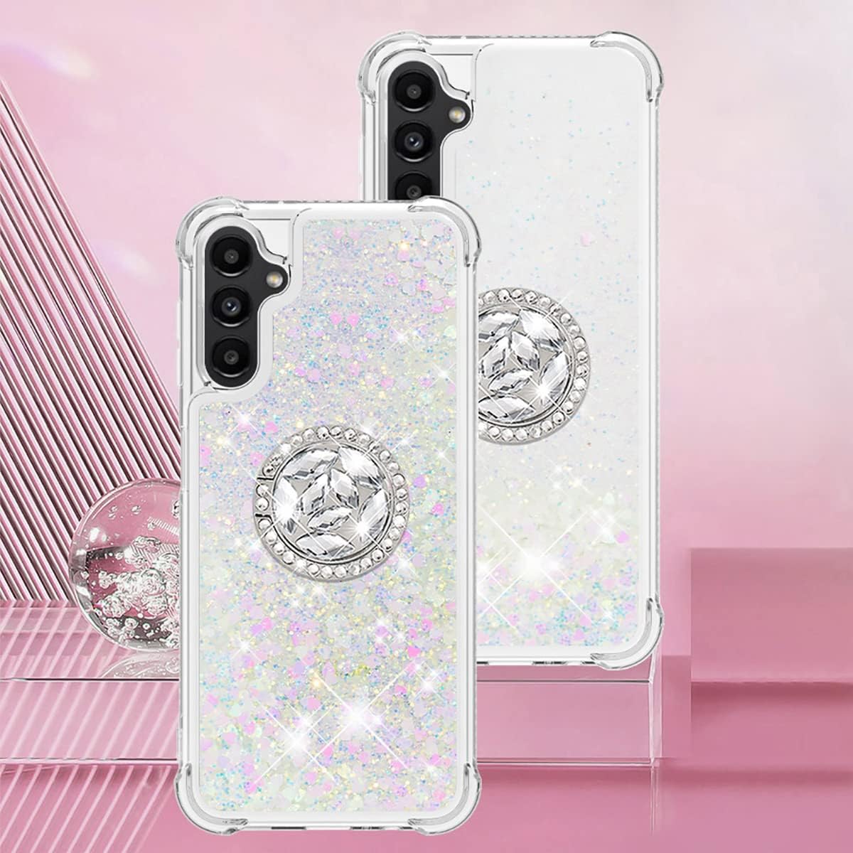 CCSmall Funda transparente brillante con purpurina para Samsung Galaxy A14 5G para mujeres y niñas, funda de arena movediza líquida fluida con