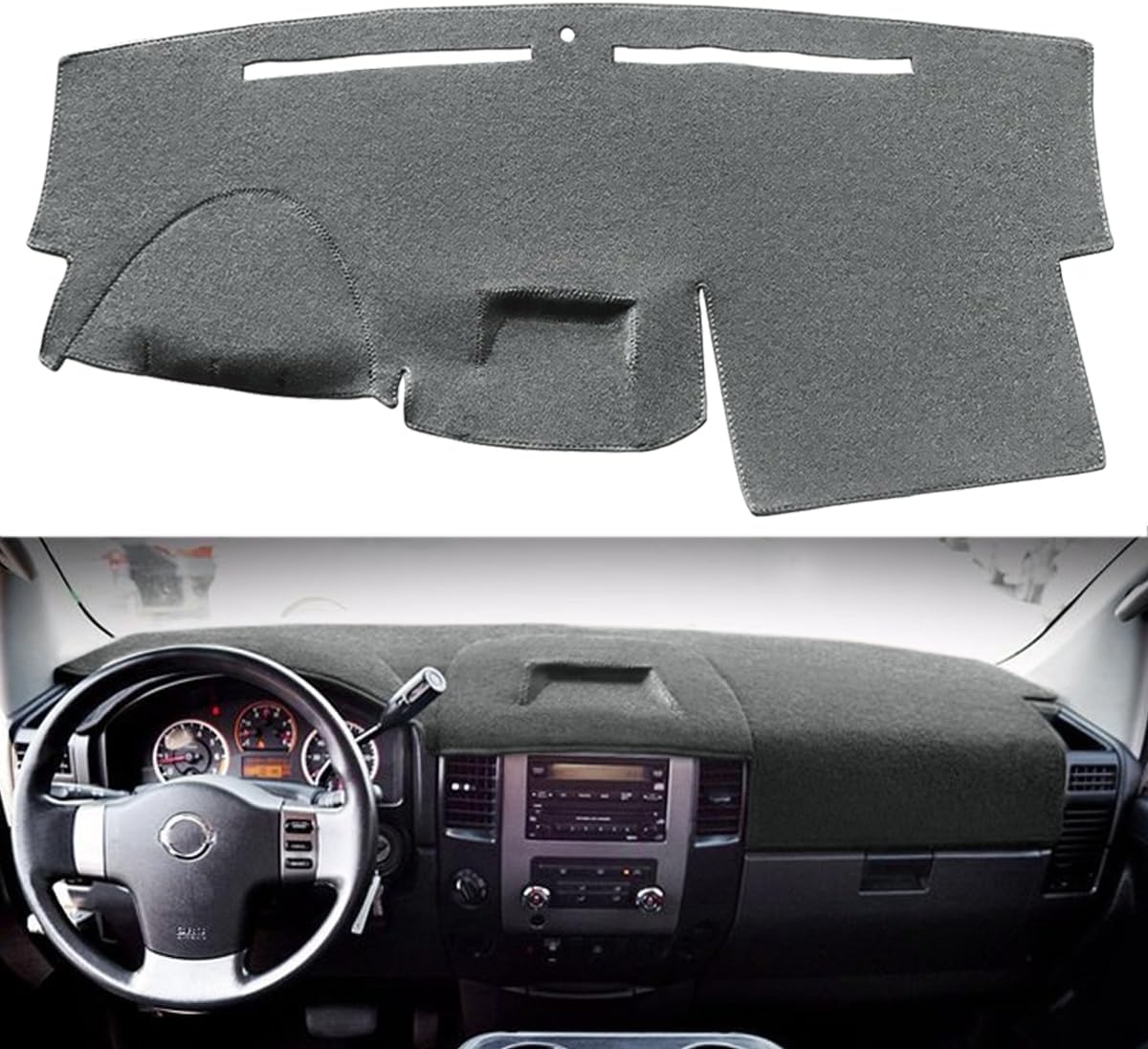 Tapete de cubierta de tablero personalizado para Nissan Armada 2004 2005 2006 2007Titan 2004-2012 sin navegación, cubierta de tablero (gris oscuro)