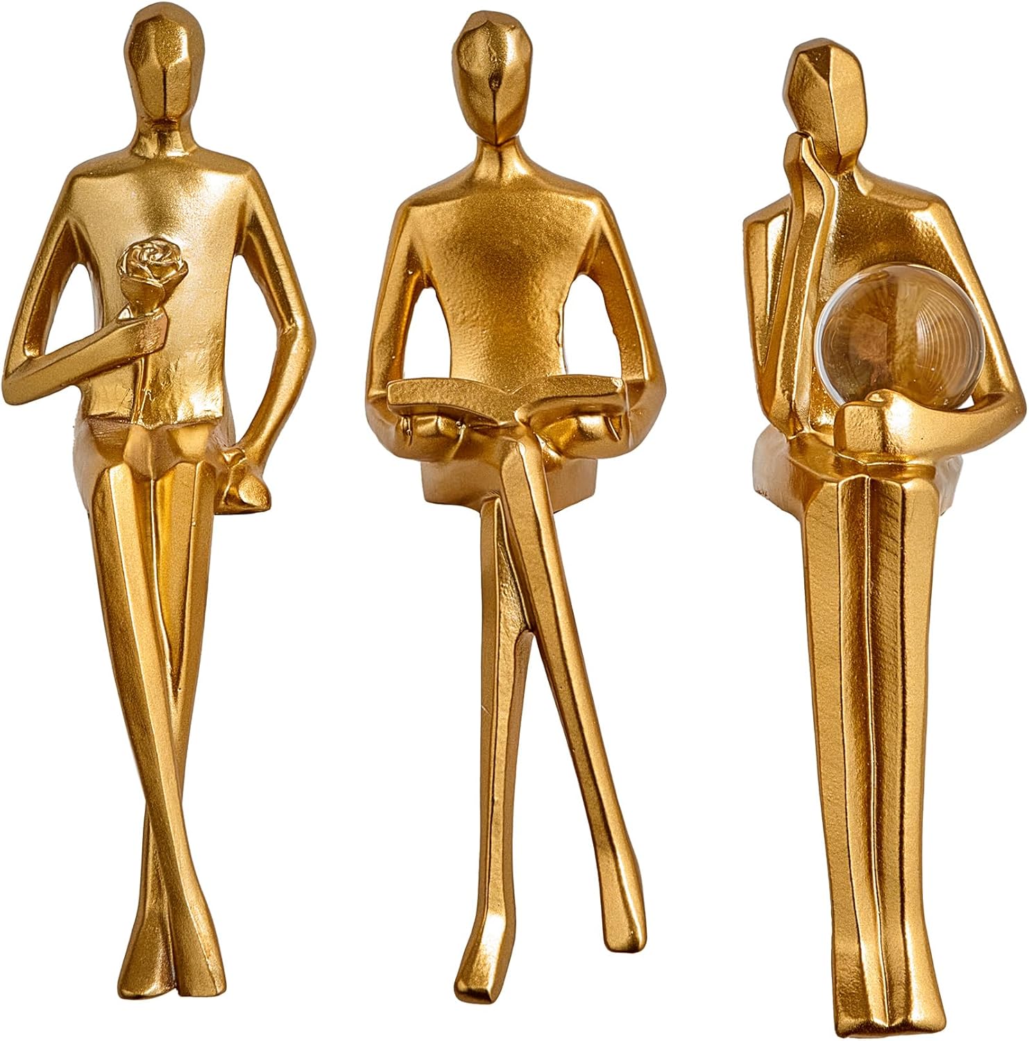 Estatua de Thinker – Escultura de arte abstracto, figuras coleccionables de resina dorada para el hogar, sala de estar, oficina, estante, gran idea