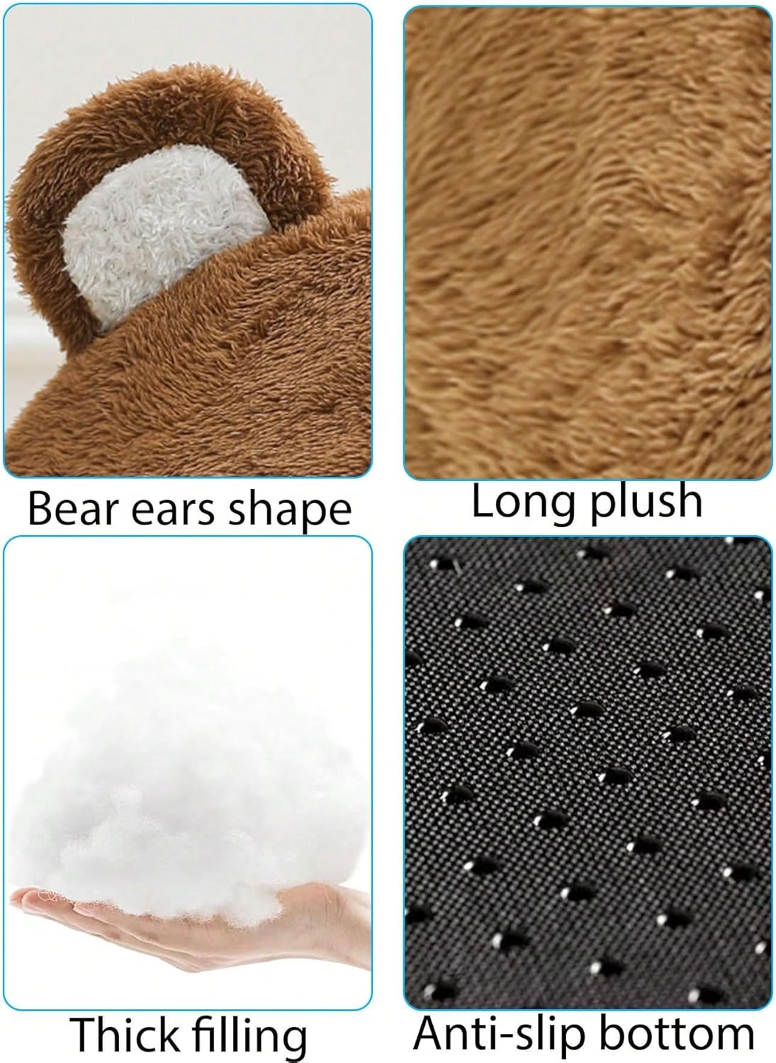 QWINEE Cama para gatos con forma de oso para interiores con cojín extraíble, tienda de campaña de felpa para mascotas, diseño de orejas de dibujos