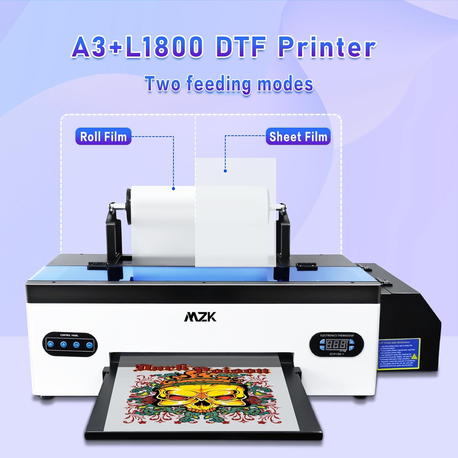 Juego de impresora de transferencia DTF con alimentador de rollo, máquina de impresora DTF A3 para diferentes telas y sudaderas, camisetas,