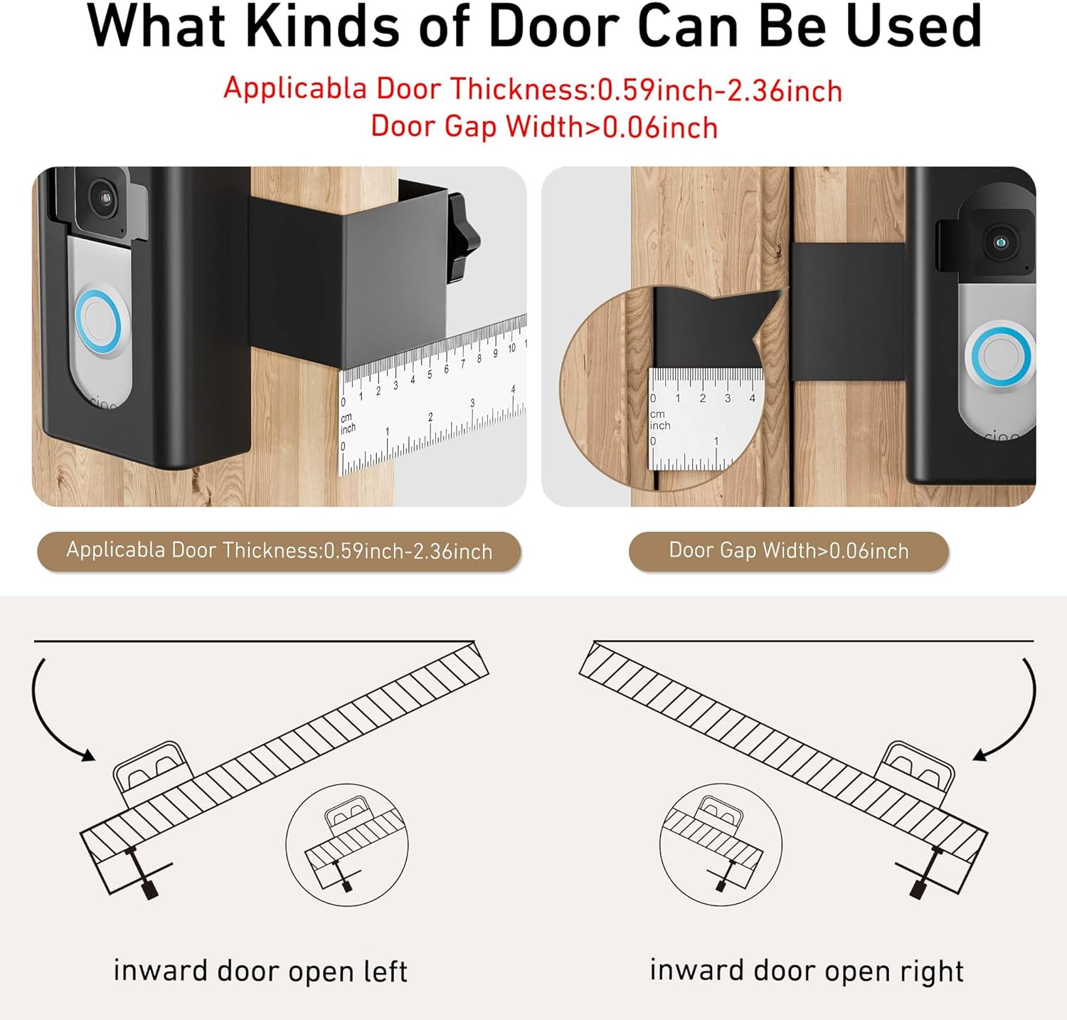 Soporte de timbre de video antirrobo, soporte de timbre AHBTEYM sin taladro, accesorios para alquileres de apartamentos y casas compatibles con