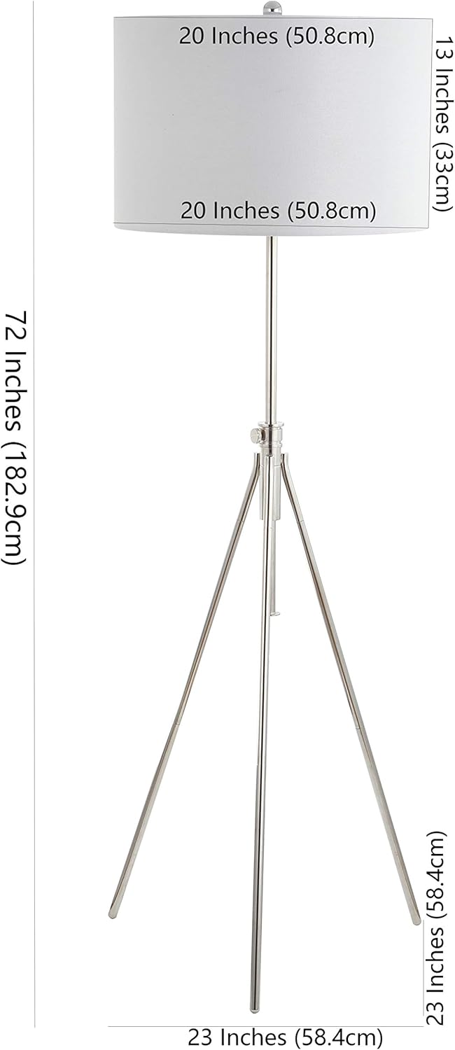 Safavieh FLL4007B Lighting Collection Cipriana – Lámpara de pie de níquel, 0, color plateado y blanco