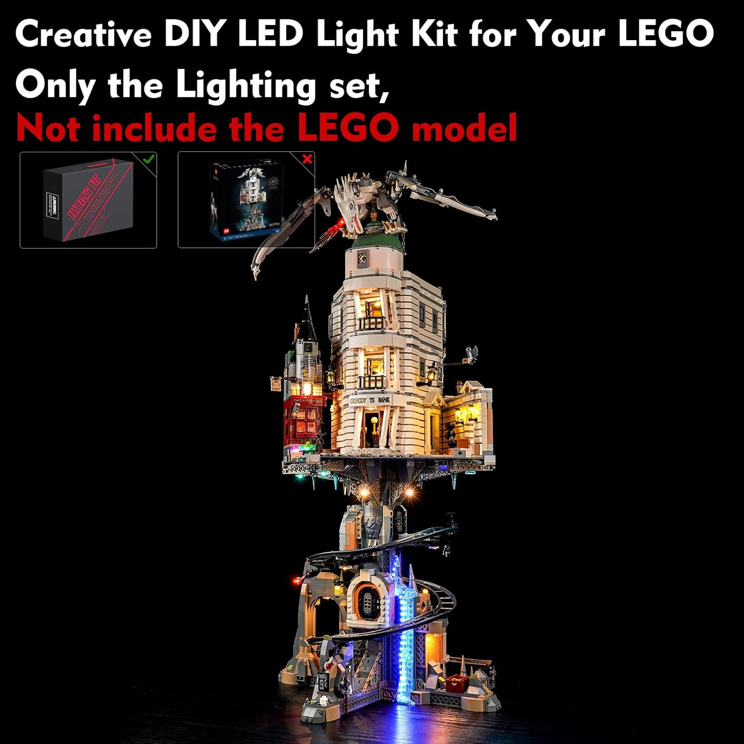 Kit de luces LED para Lego Gringotts Wizarding Bank Edición Coleccionista 76417, accesorios de iluminación creativa compatibles con Lego 76417 Juego