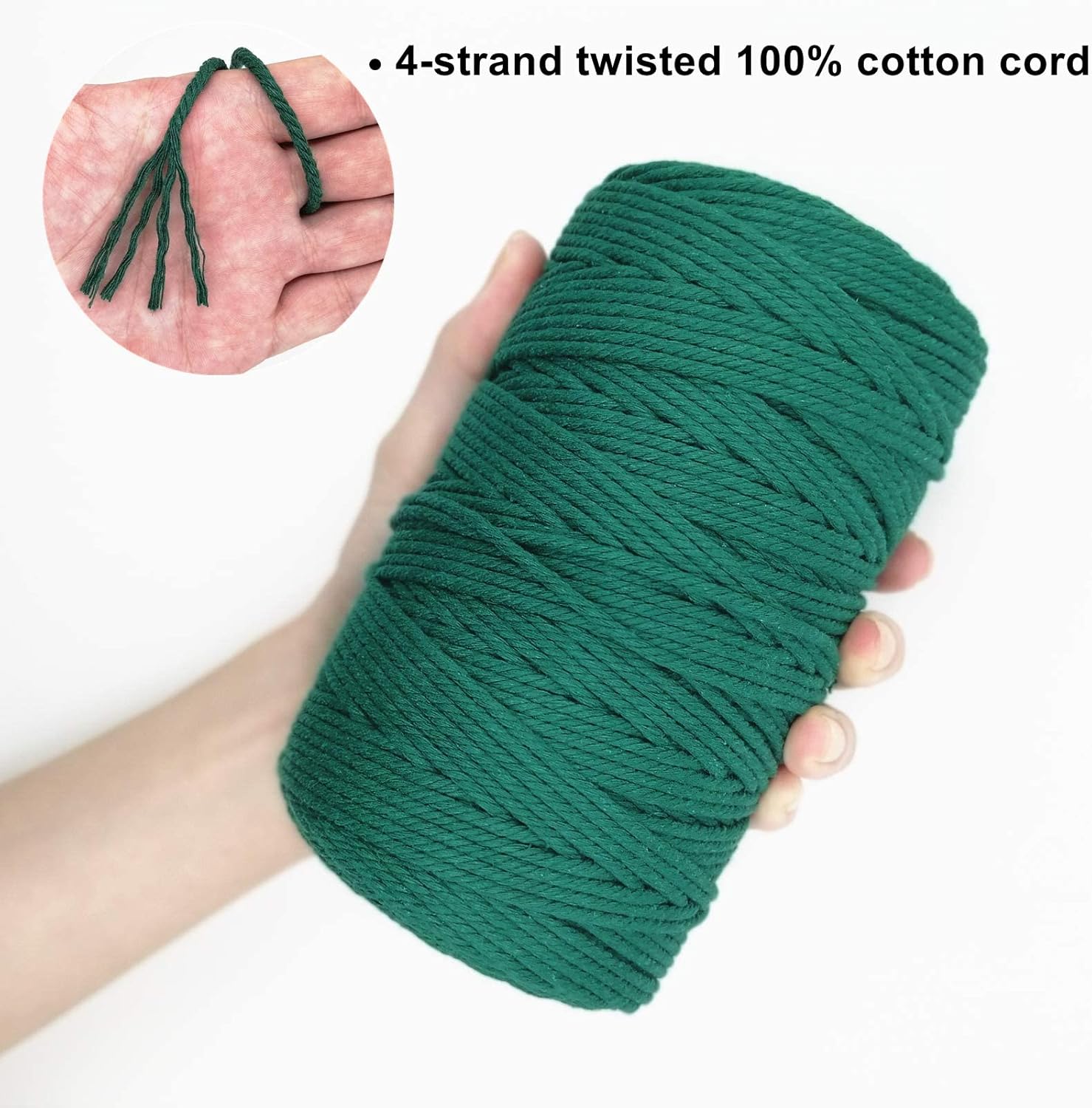BYWORLD – Cuerda de macramé de 0.118 in, cuerda de algodón de 220 yardas (656.2 ft), cuerda de macramé de color 100% algodón natural para kit de