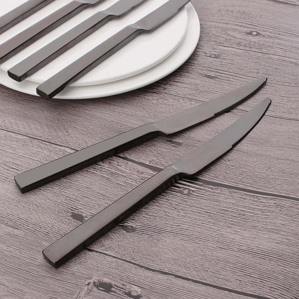 Juego de cuchillos para carne, 6 piezas, acero inoxidable 180, resistentes, 9 pulgadas, servicio para 6 cubiertos, utensilios de mesa, aptos para