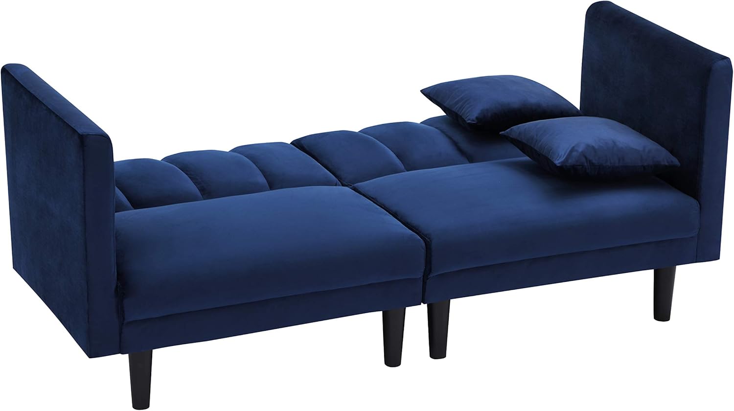 Terciopelo convertible, 2 almohadas modernas, 3 ángulos ajustables para respaldo, sofá de sala de estar con 7 patas de metal resistentes, sofá