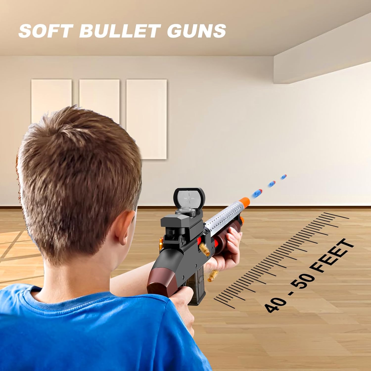 Escopeta de bombeo de juguete realista de barril de proyección, pistola de espuma blanda con aspecto de bala, rifle de francotirador real con